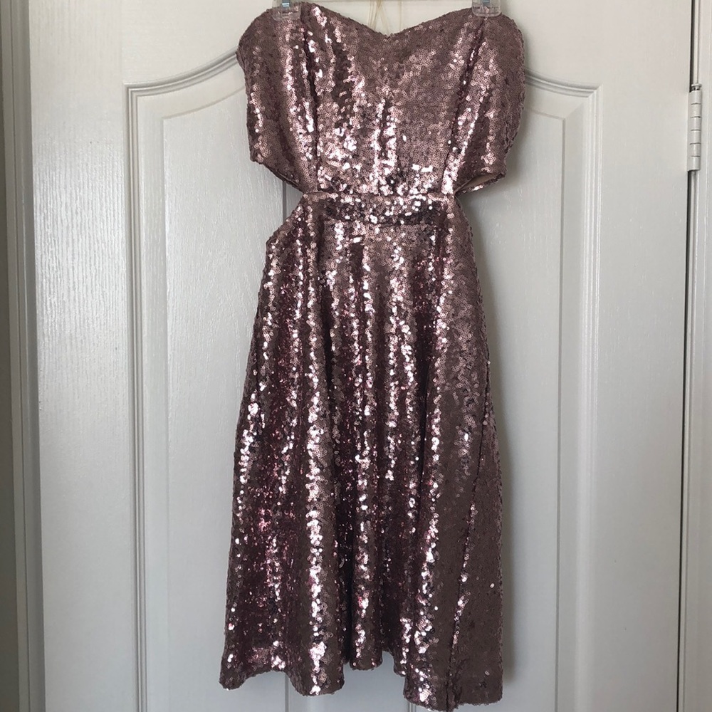 Sequin blush pink mini dress with cutouts